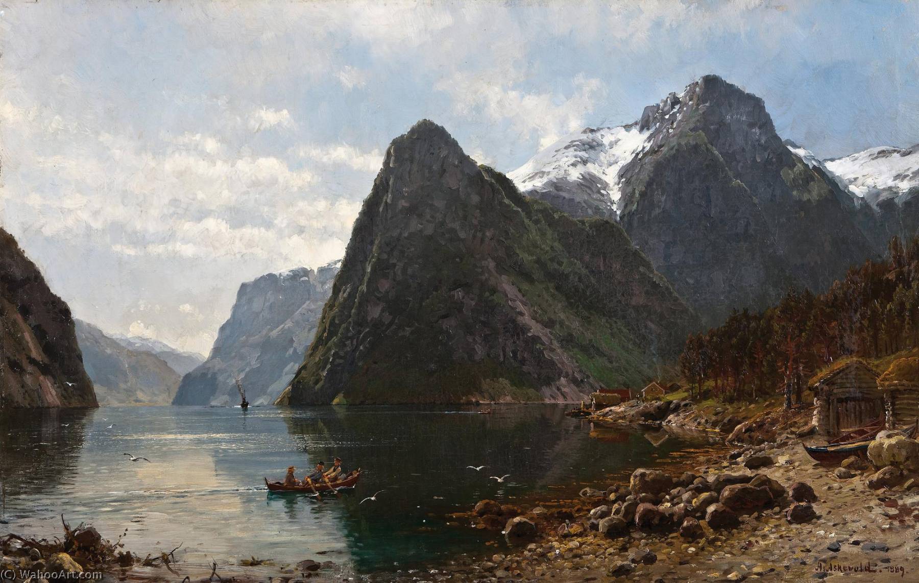 Museum Art Reproductions Fjord Landscape with People, 1889 by Anders