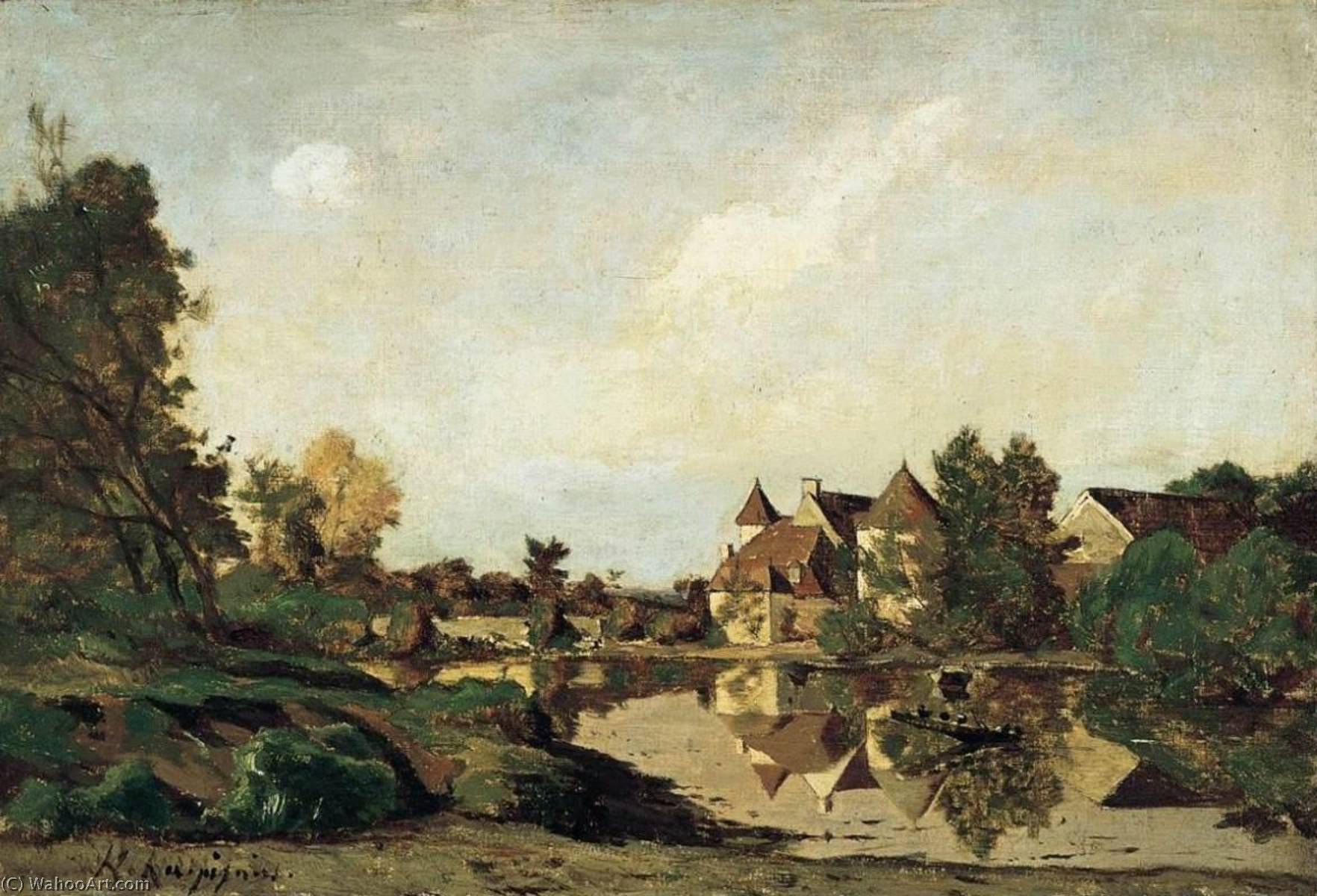 Art Reproductions Farmhouse, 1875 by Henri-Joseph Harpignies (1819-1916 ...