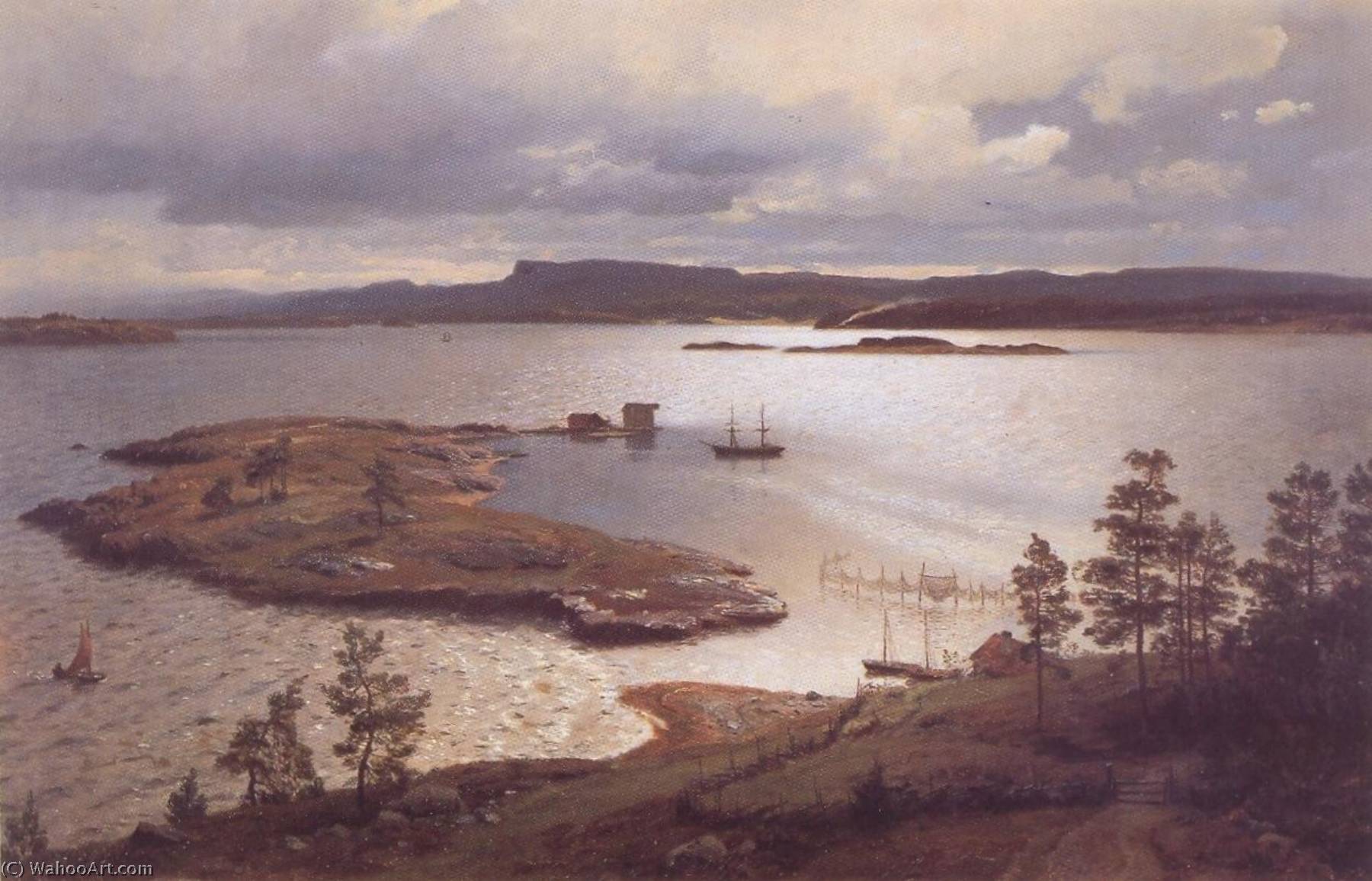 Artwork Replica Norwegian Sandviksfjorden, 1879 by Hans Fredrik Gude ...