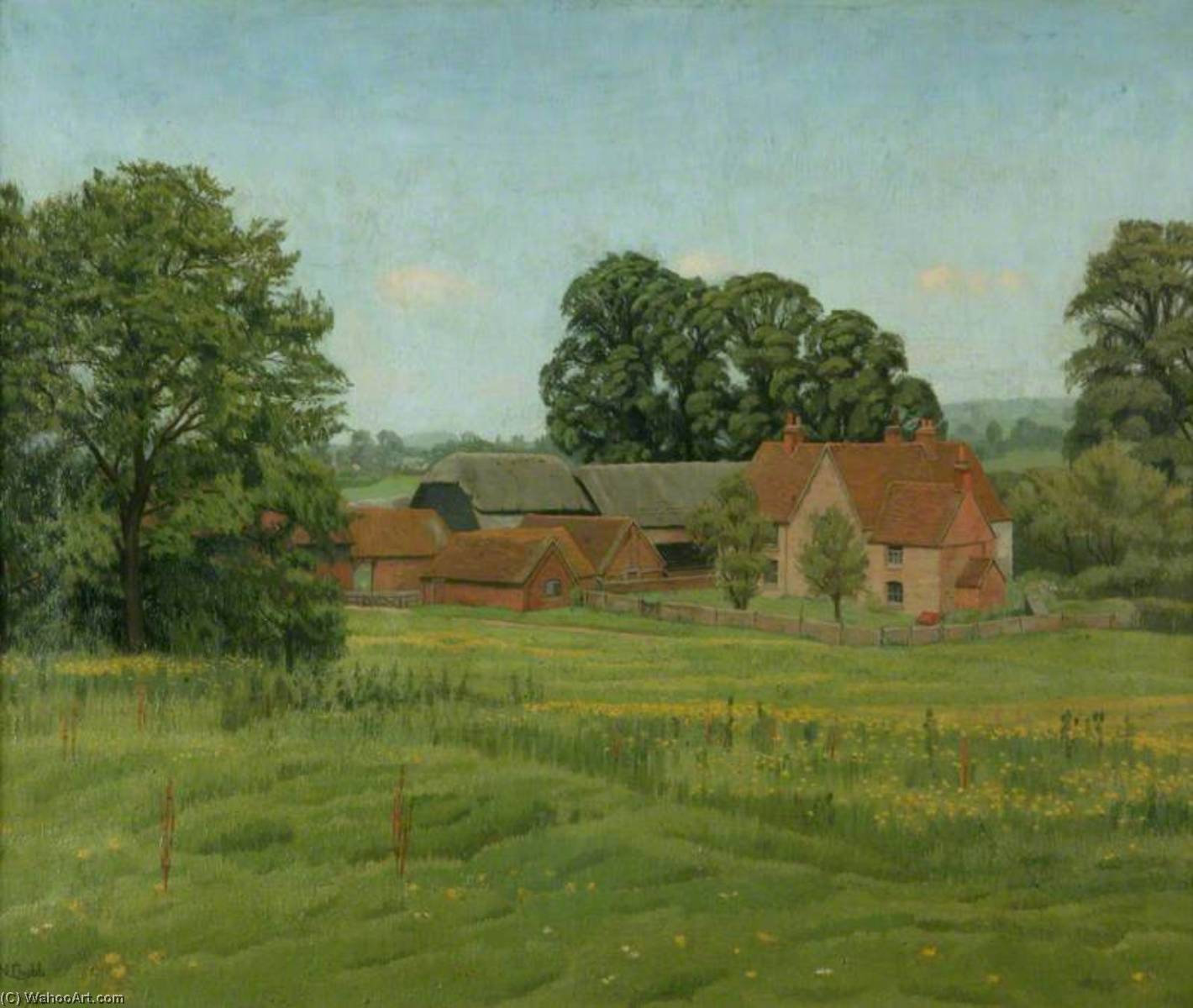 Oil Painting Replica A Berkshire Farm, 1926 by Ralph Nicholas Chubb