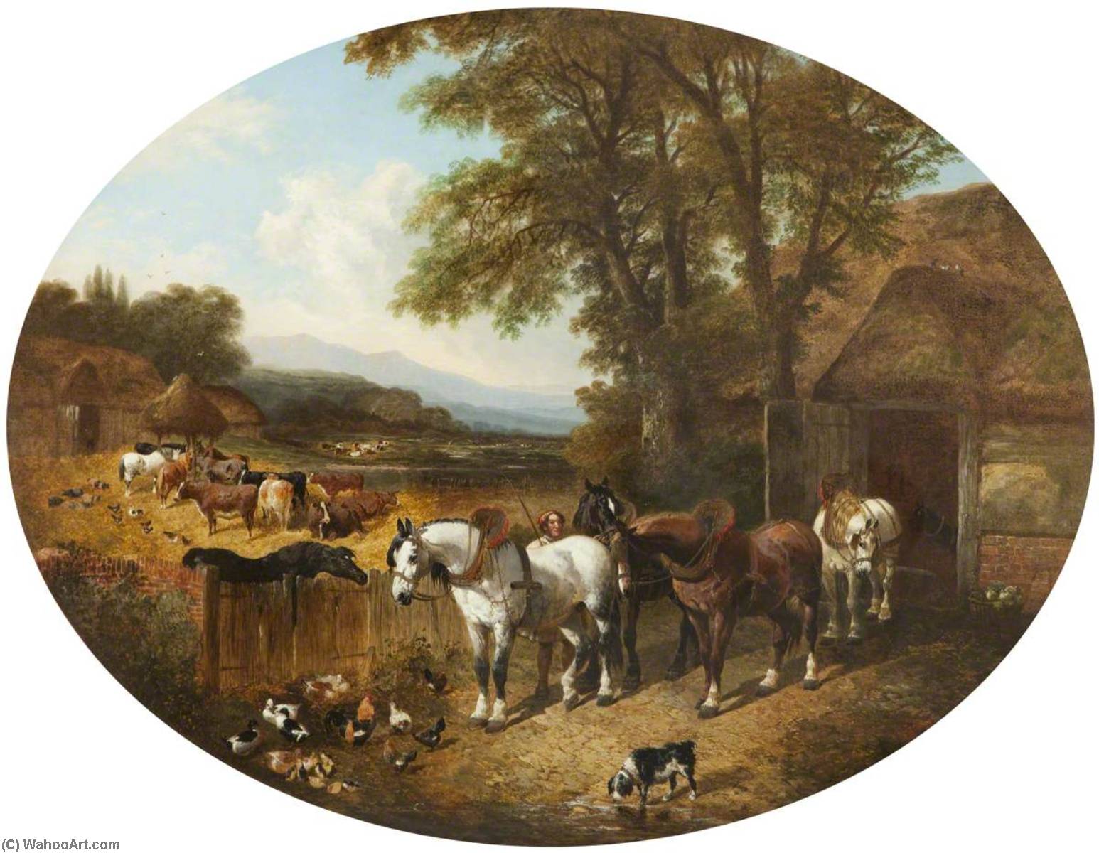 Art Reproductions Landscape with Horses, 1857 by John Frederick Herring