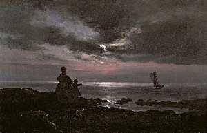Art Reproductions Mother and Child by the Sea, 1840 by Johan 