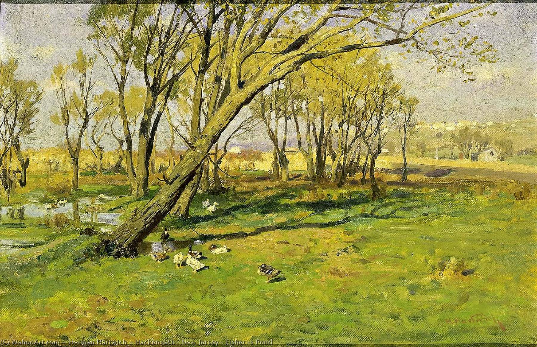 Artwork Replica Hackensack, New Jersey, Fisher`s Pond, 1894 by Herman