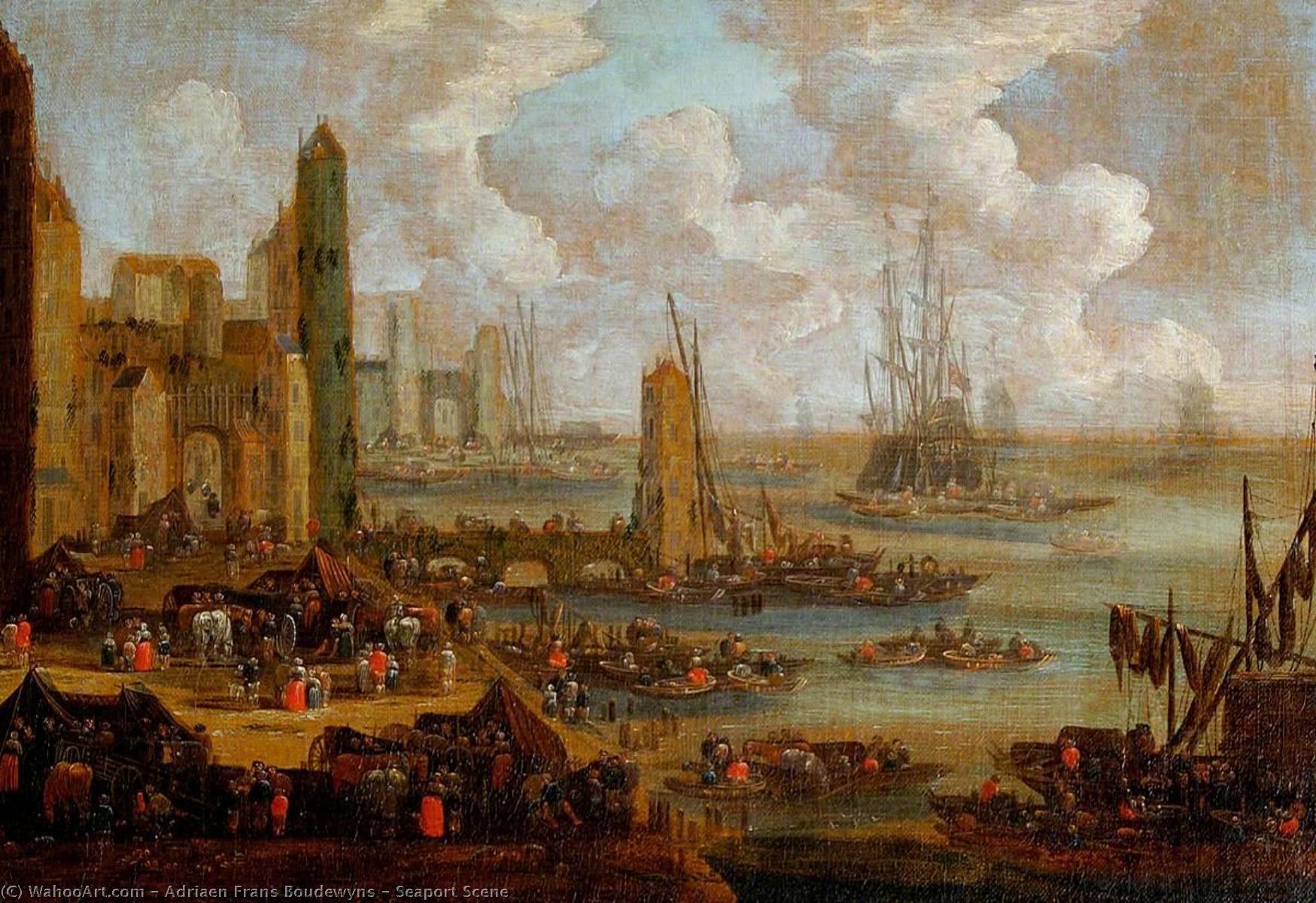 Museum Art Reproductions Seaport Scene by Adriaen Frans Boudewyns