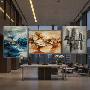The Curator's Edge: Bespoke Large-Scale Abstract Oil Paintings for Luxury Hotel Design