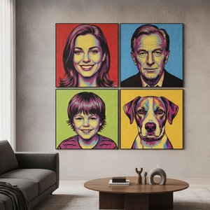 Turn Your Photos into Bold Pop Art Masterpieces: Custom Hand-Painted Oil Portraits for Modern Interiors