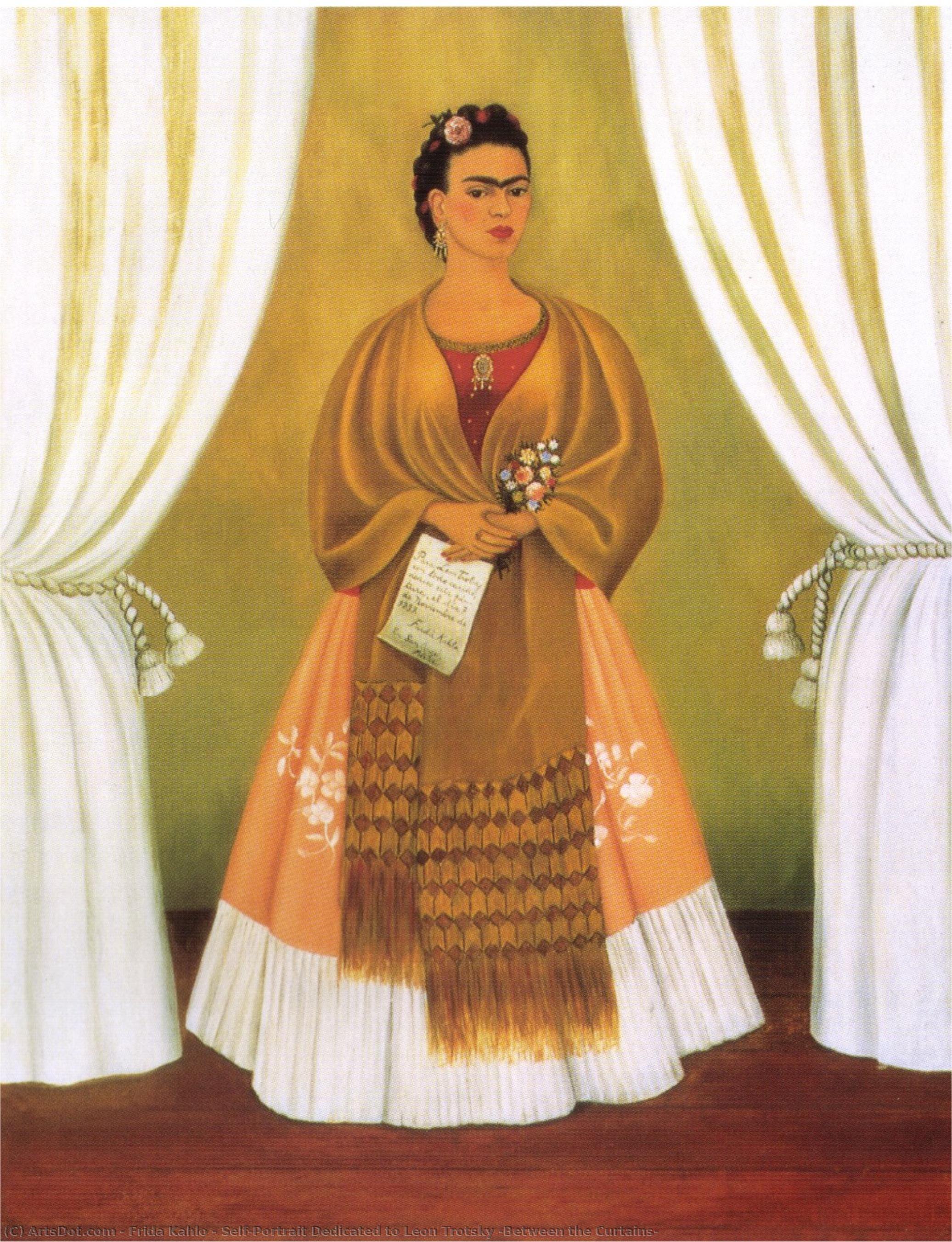 Self-portrait Dedicated To Leon Trotsky (between The Curtains) — Frida Kahlo