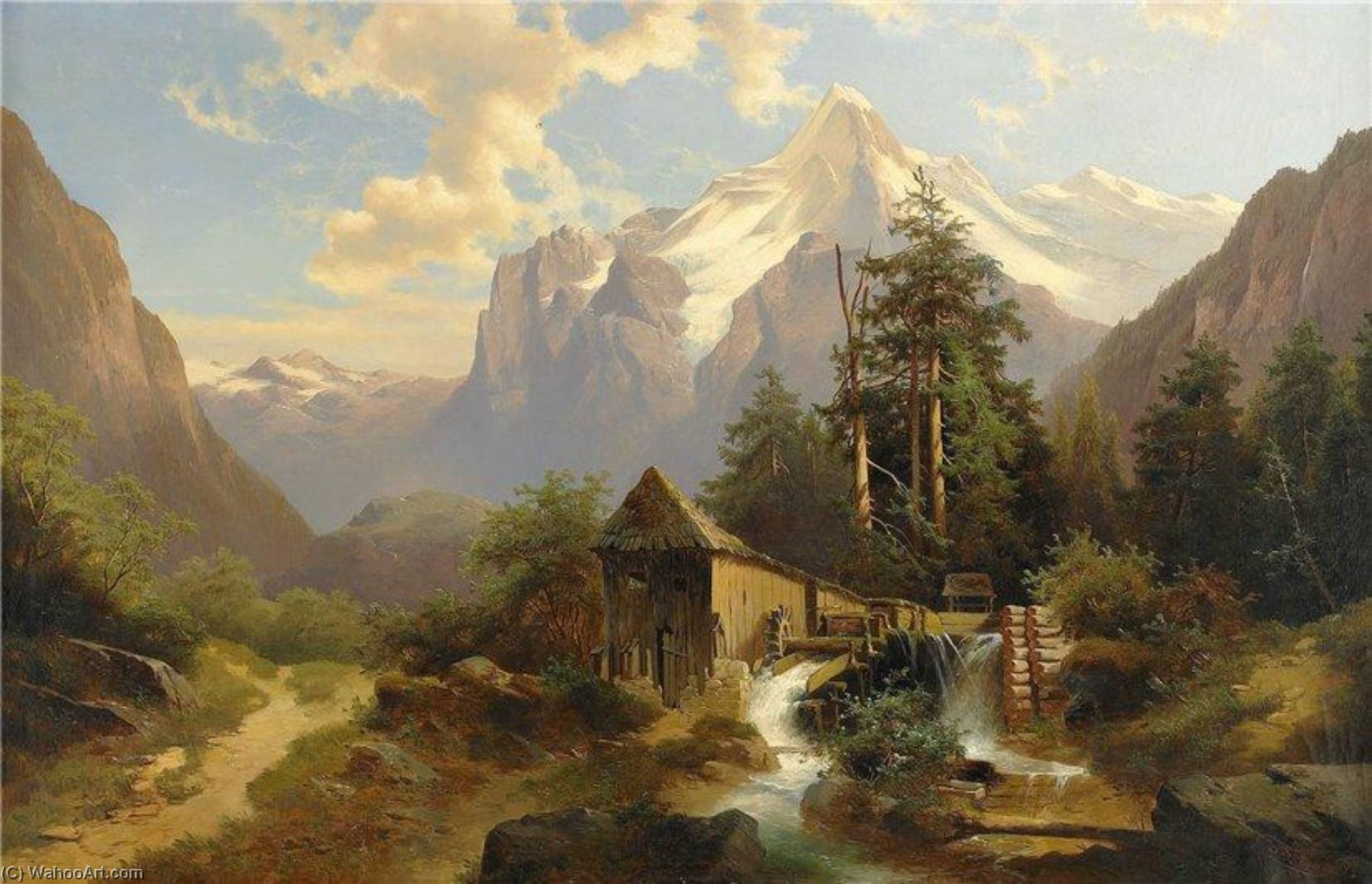 Mountainous Landscape With Mill — Josef Thoma