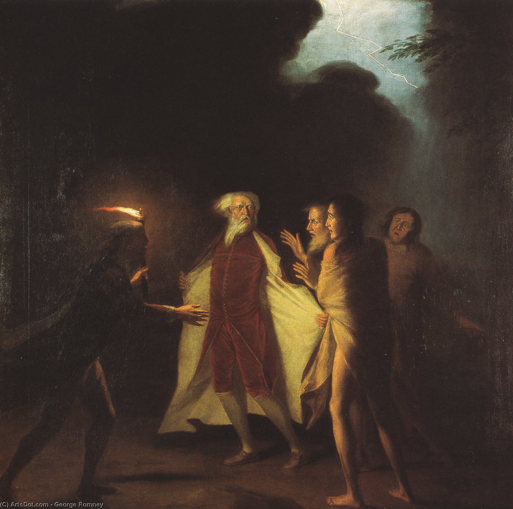 Regele Lear În Tempestură Îmbrățișând Robile — George Romney