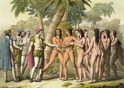 Christopher Columbus With Hernando Cortes by Gallo Gallina, hand-painted oil painting ready for your wall