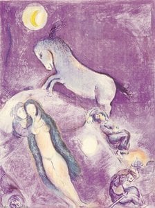 Er Ging Auf Die Couch Und Fand Eine Junge Frau Beim Schlafengehen. — Marc Chagall, Naive Art