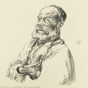 Male Portrait With Kippah — Ludwig Meidner