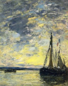 Sailboats At The Quay — Eugène Ludović Boudin, Impressionism