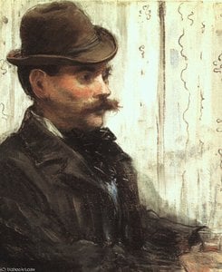Portrait D'alphonse Maureau (homme Avec Un Chapeau) — Édouard Manet, Impressionistic Portrait