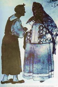 Sketch For Glinka's Opera "ivan Susanin". Old Woman In The House Susanin — Konstantin Yuon, Impressionism