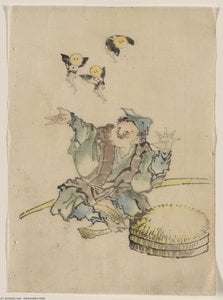 A Man, Sitting On The Ground, Is Wearing Several Layers Of Clothing - Bir Adam Çeşitli Katmanlardan Giysiyle Yerdeyken — Hokusai