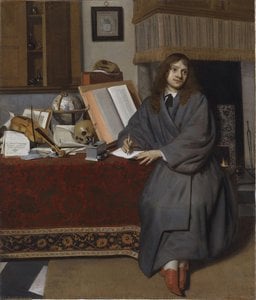 Portrait Of The Pharmacist Dr. Ysbrand Ysbrandz. (1634/35–1705) In An Interior — Cornelis De Man