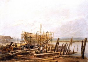 Dockyard Building A Sloop — David Cox Starejši