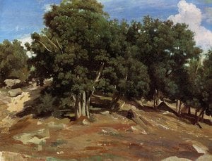 Fontainebleau - Chênes Noirs De Bas-breau — Jean-baptiste-camille Corot, Barbizon School Realism