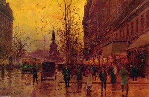 The Place De La Republique, Paris — Eduardas Kortesas, Post-impressionism