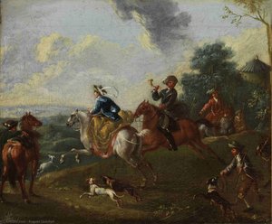 Hunt In The Hilly Landscape — August Querfurt