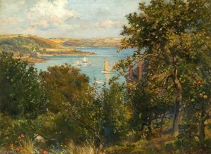 River Scene With Boats — Bernard Finnigan Gribble
