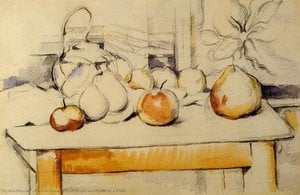 Pot Of Ginger And Fruits On A Table — Polis Sezanas, Post-impressionism