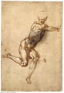 Sedící Mužský Nude (pravá Strana) — Michelangelo Buonarroti, High Renaissance