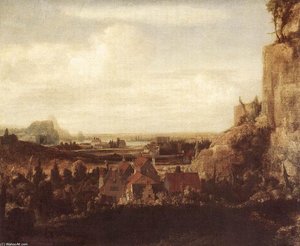 A River Valley With A Group Of Houses — Herkules Seghers, Dutch Baroque