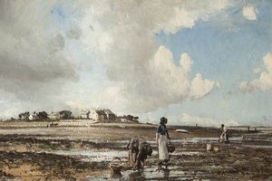 The Mussel Gatherers At Sunderland Point, Lancashire — William Page Atkinson Wells