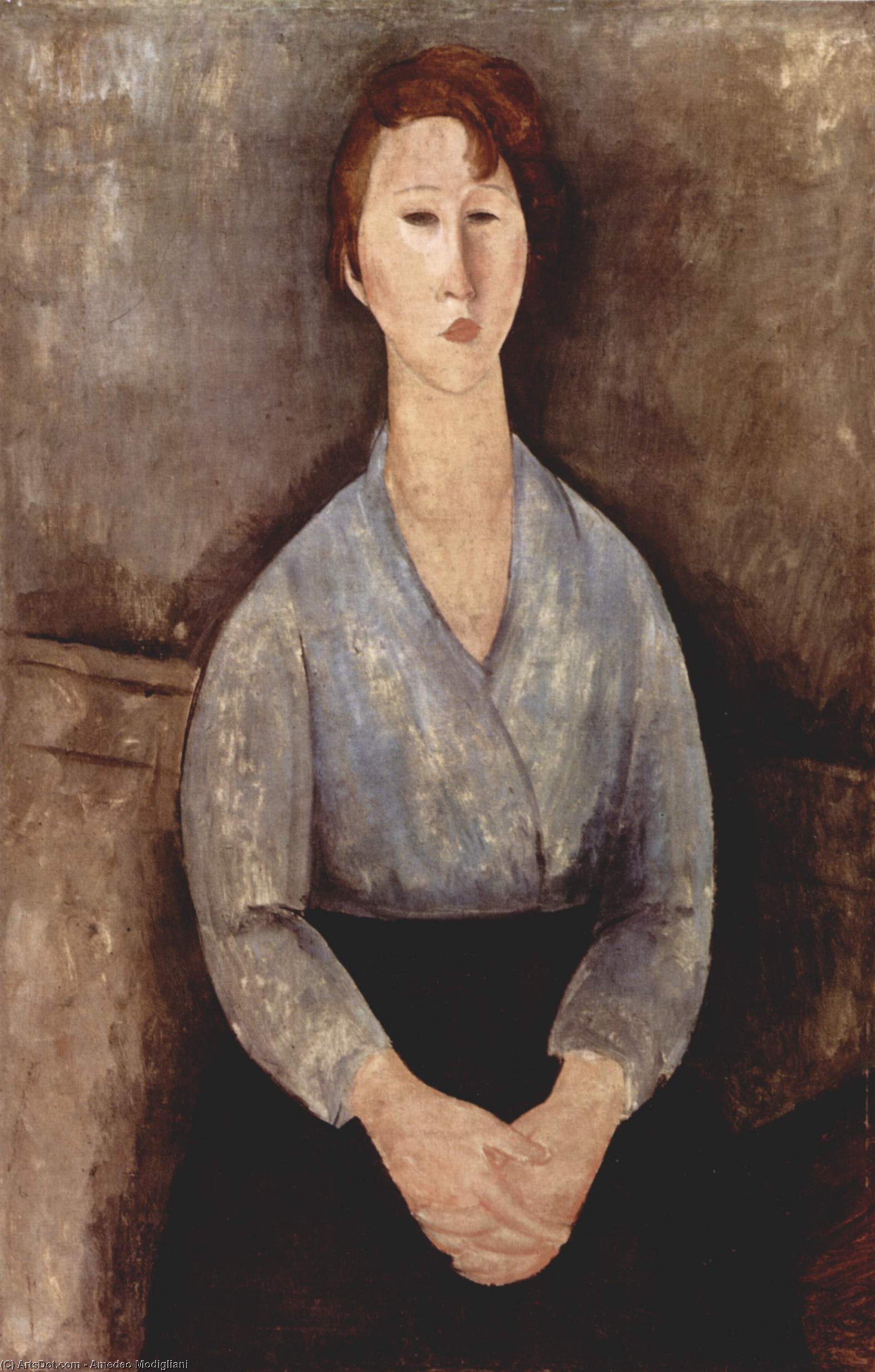 Mulher Sentada Vestida De Blusa Azul — Amedeo Modigliani