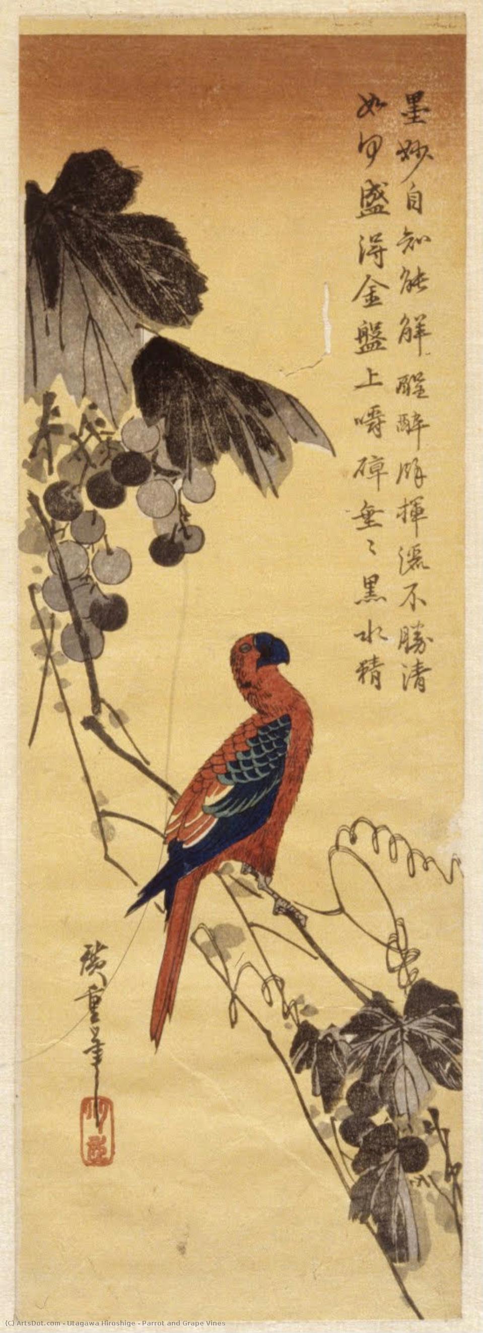 Kanariin Ja Viiniköynnöksiin — Hiroshige