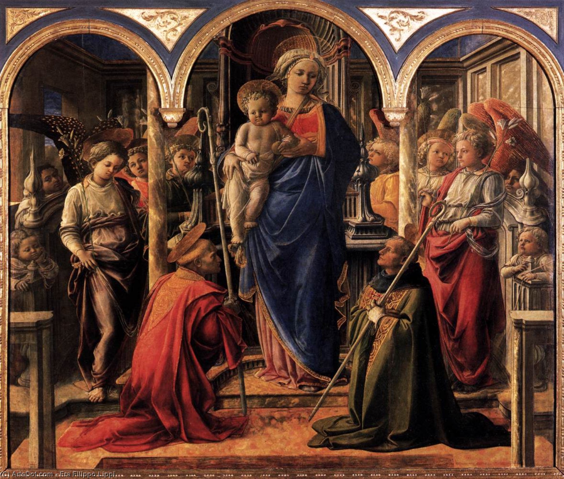 Maria Og Barnet Med St Fredianus Og St Augustin — Filippo Lippi