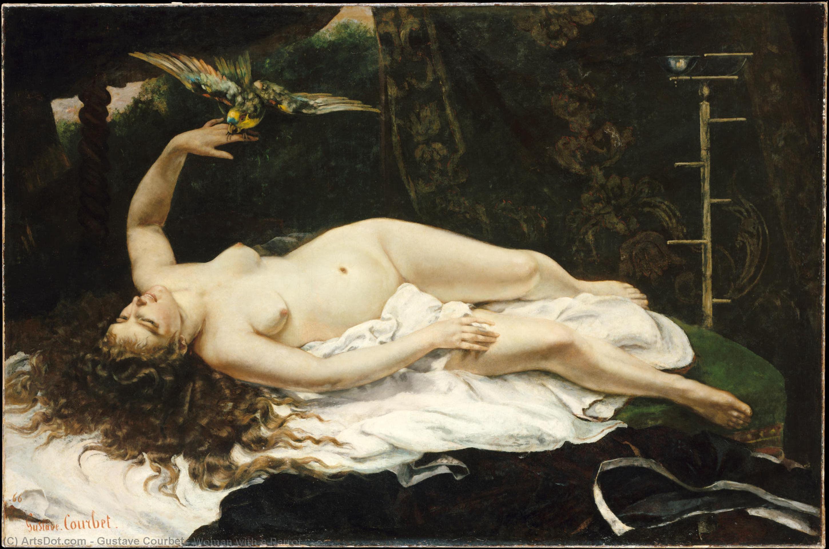 Kvinde Med Papegøj — Gustave Courbet