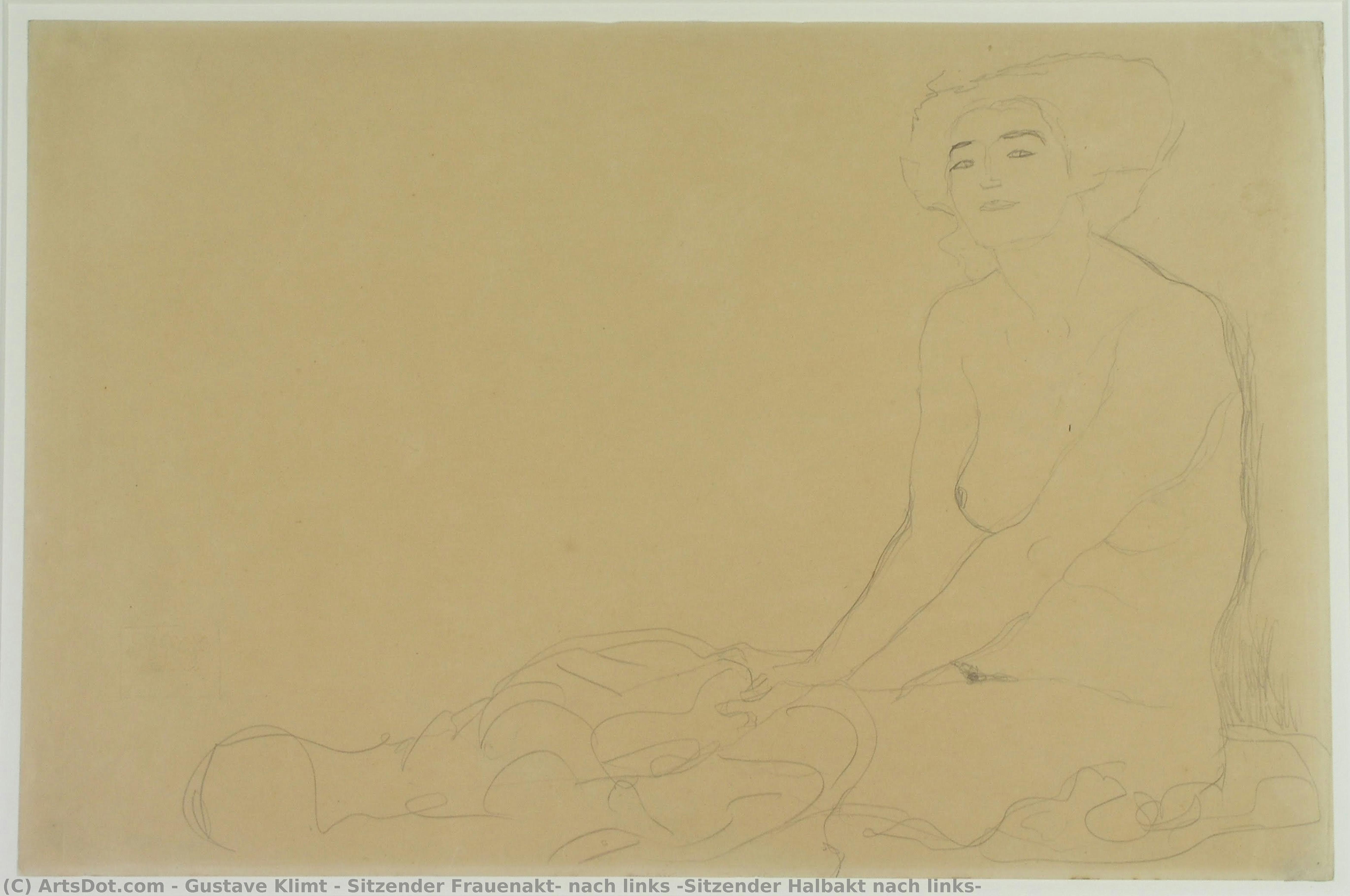 Sitente Frau Akt Nach Links — Gustav Klimt