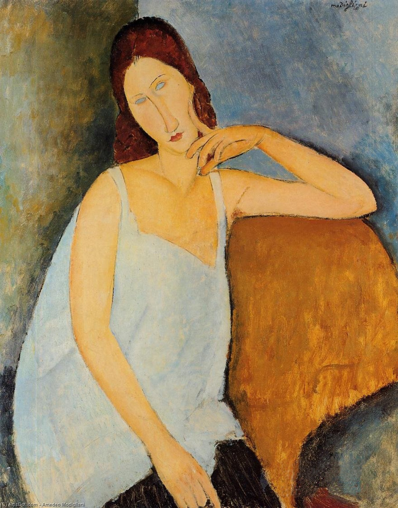 Amedeo Modigliani'nin 'jeanne Hebuterne Portresi' (1918)'nin Ürkütücü Güzelliğini Deneyimleyin. Bu Ekspresyonist Başyapıt, Tuval Üzerine Yağlı Boya Ile Işlenmiş Olup, Uzamış Formlar Ve Duygusal Fırça Darbeleriyle Bir Anı Yakalar. Bugün Çarpıcı Bir Reprodü — Modigliani