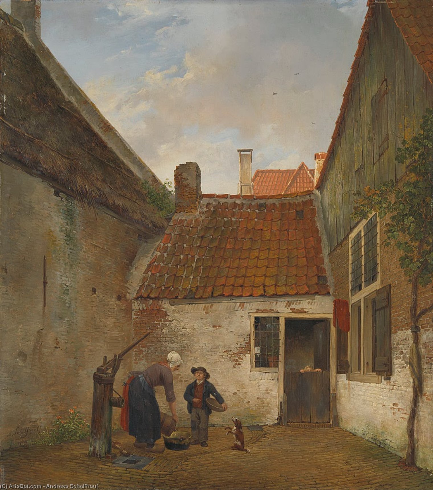 Small Courtyard — Andreas Schelfhout