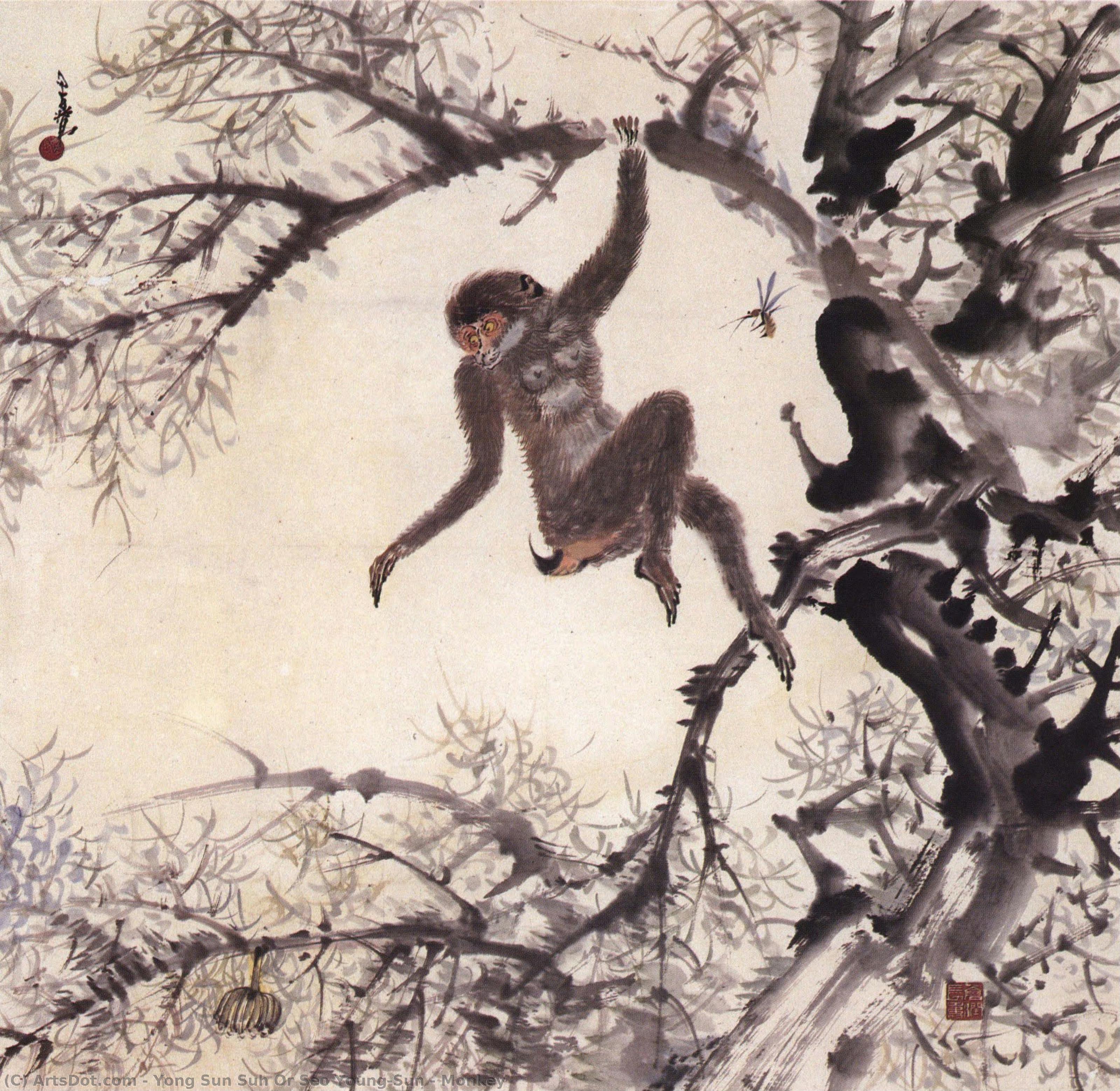 Monkey — Yong Sun Suh Or Seo Young-sun, Acrylic On Canvas, Impressionism