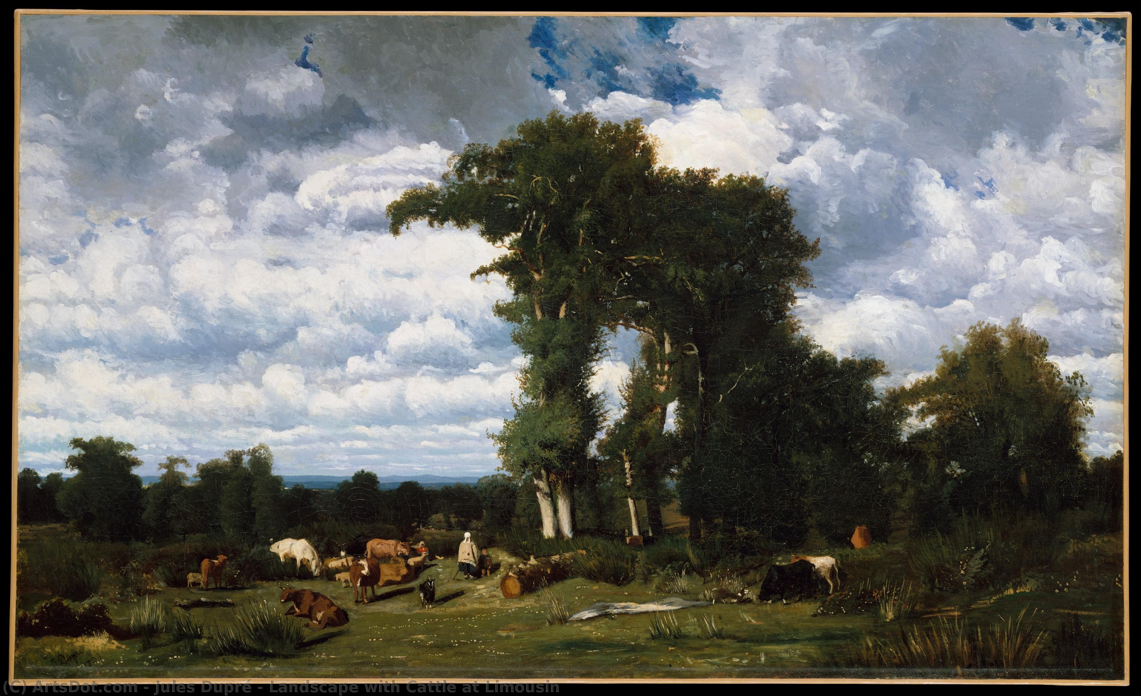 Jules Dupré - Landscape with Cattle at Limousin