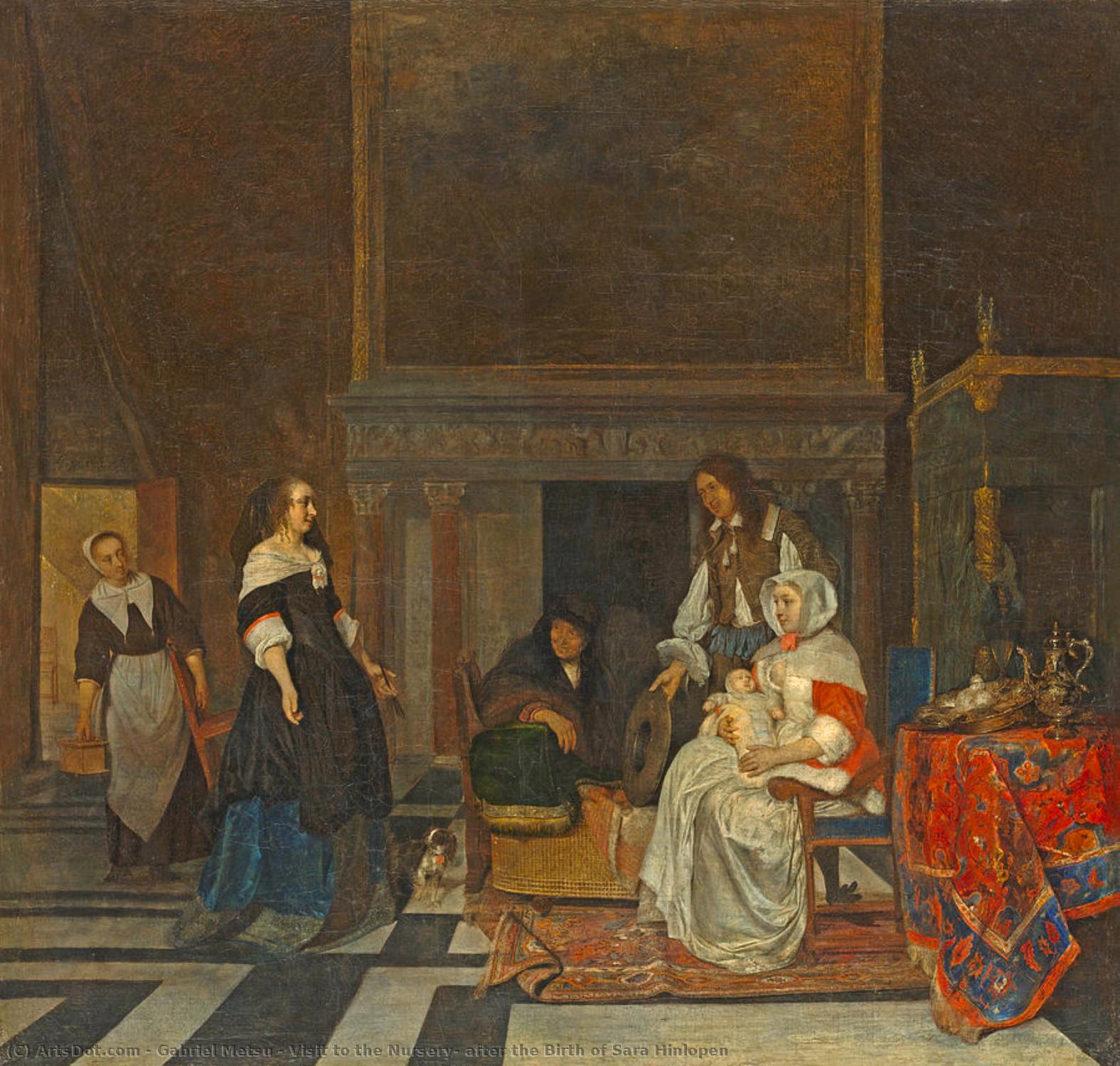 Visita Alla Cameretta, Dopo La Nascita Di Sara Hinlopen — Gabriël Metsu