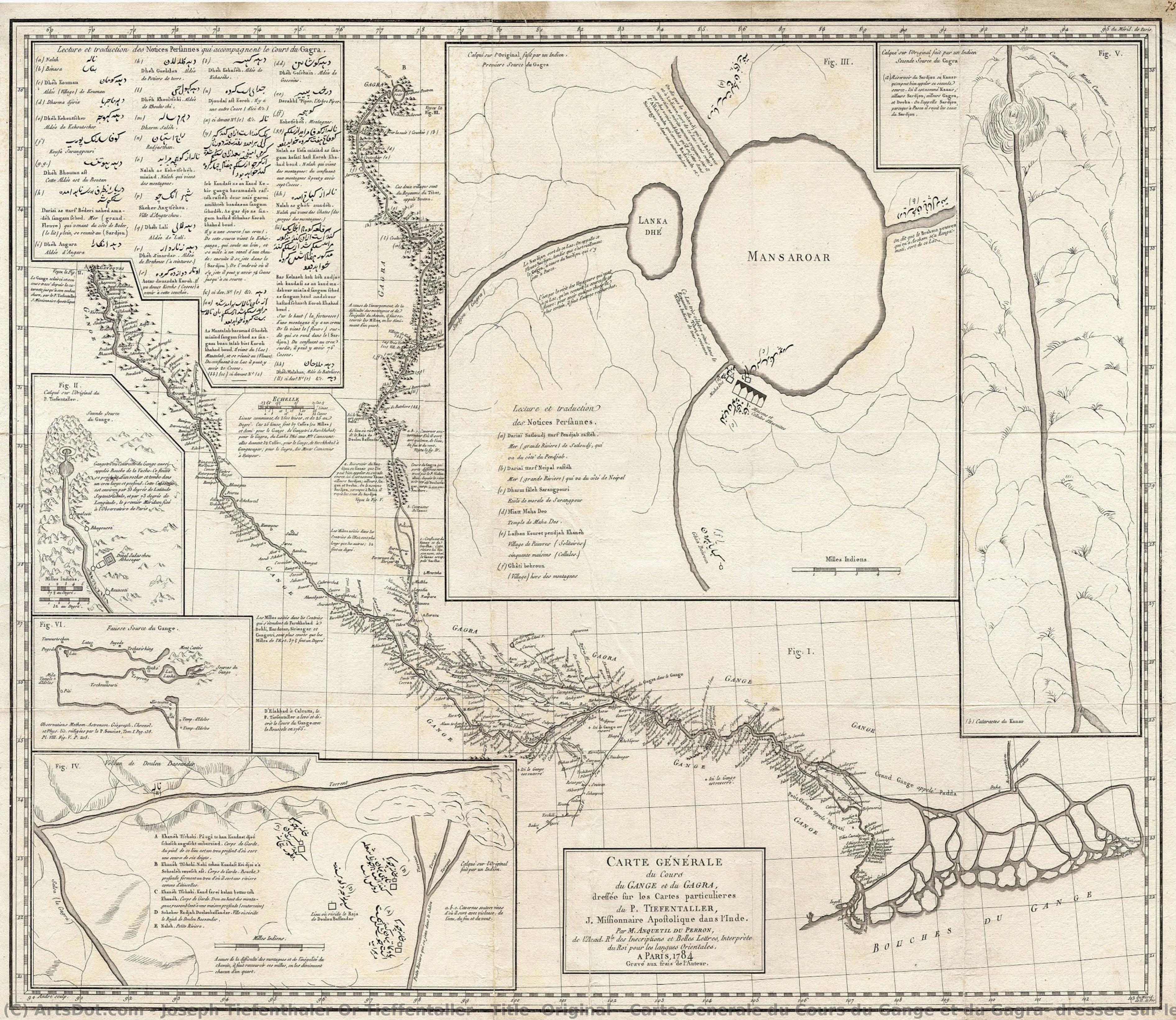 Title (original): Carte Generale Du Cours Du Gange Et Du Gagra, Dressee Sur Les Cartes Particulieres Du \np. Tiefentaller, J. Missionnaire Apostolique Dans L — Joseph Tiefenthaler