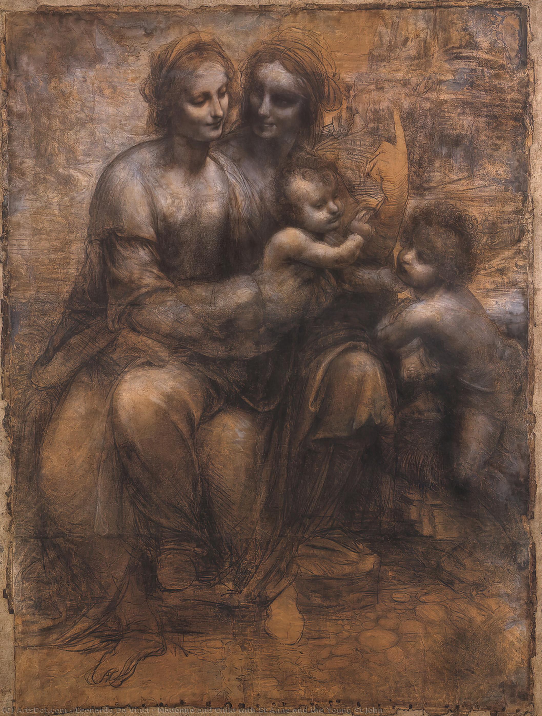 Maria Și Iisus Cu Sfânta Ana Și Sfântul Ioan Botezătorul — Leonardo Da Vinci