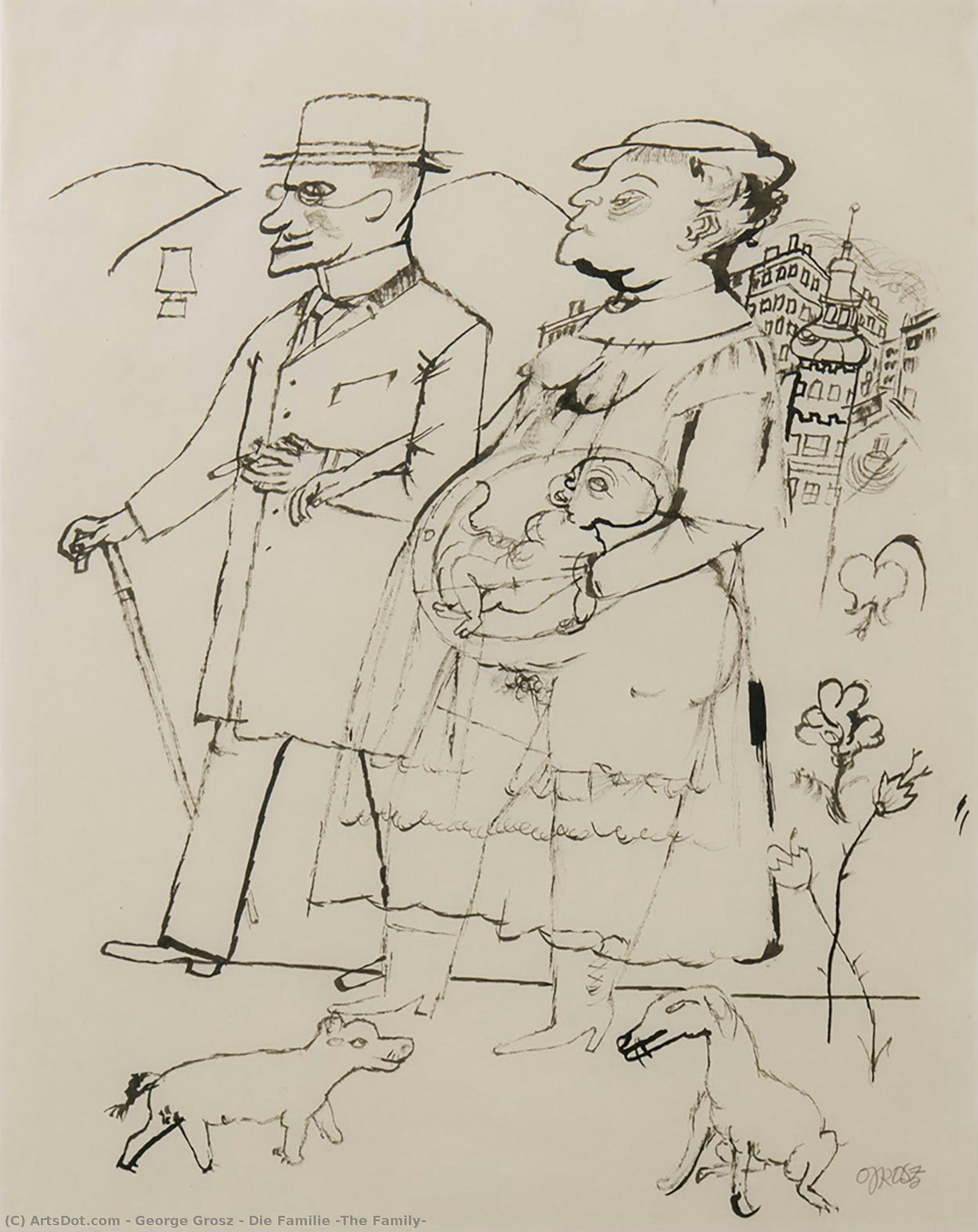 Die Familie (the Family) — George Grosz, Acrylic On Canvas, Social Realism