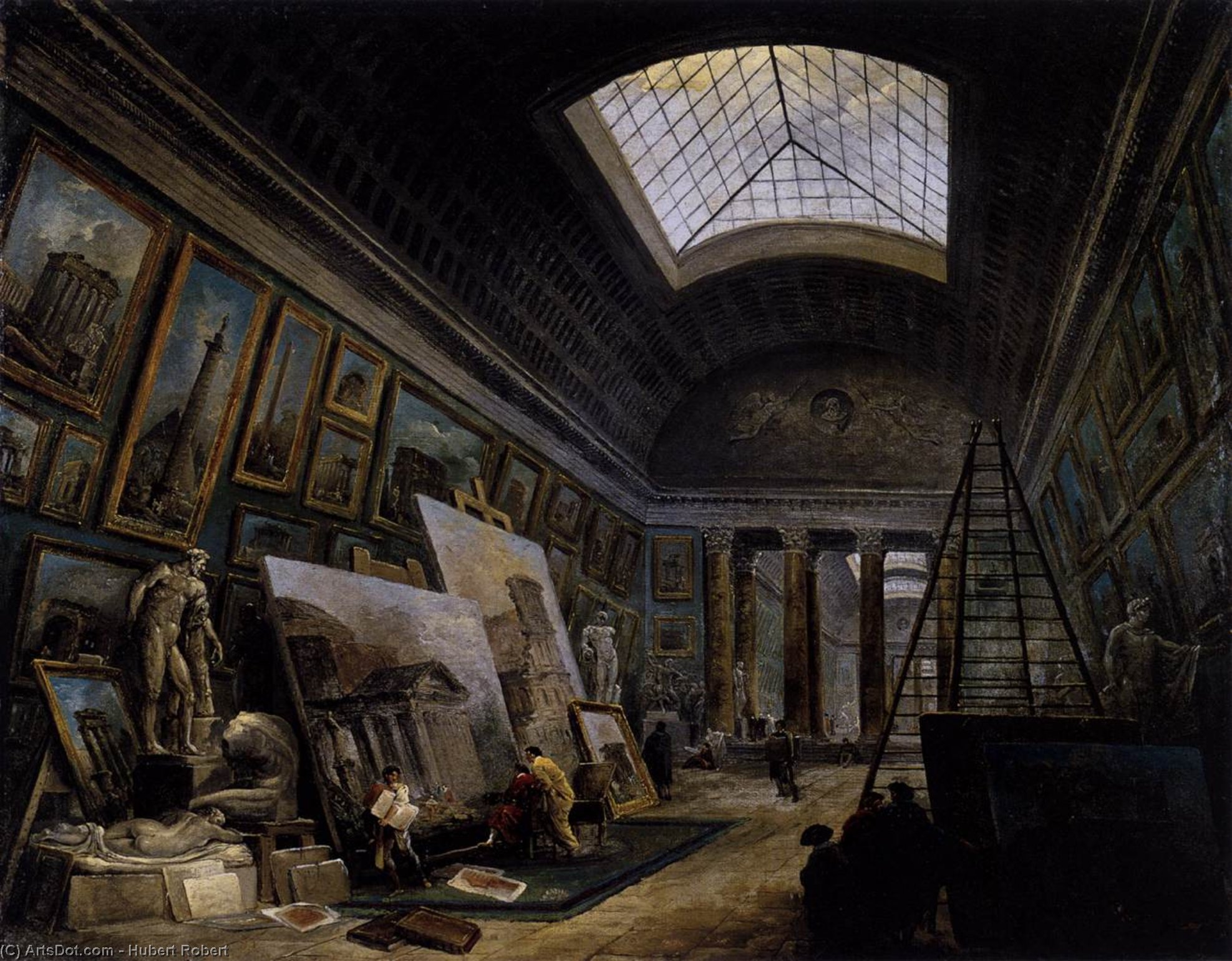 Ansicht Der Großen Galerie Im Louvre — Hubert Robert