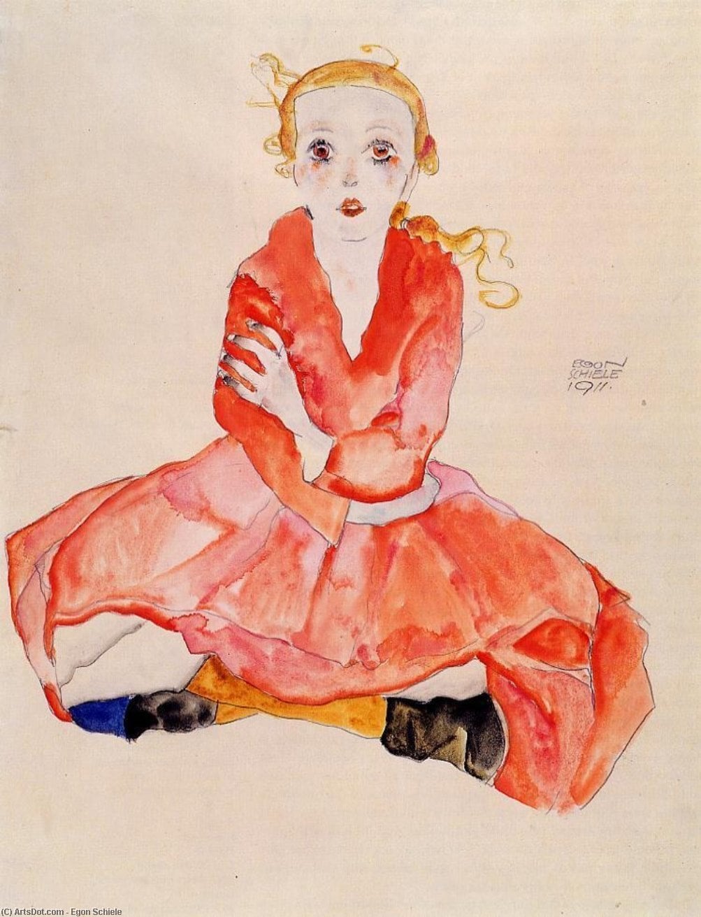 Ragazza Seduta Di Fronte — Egon Schiele