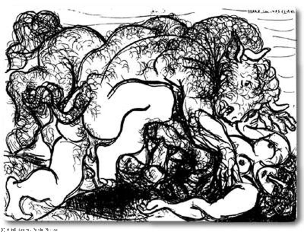 بابلو بيكاسو - Minotaur attacking an amazone