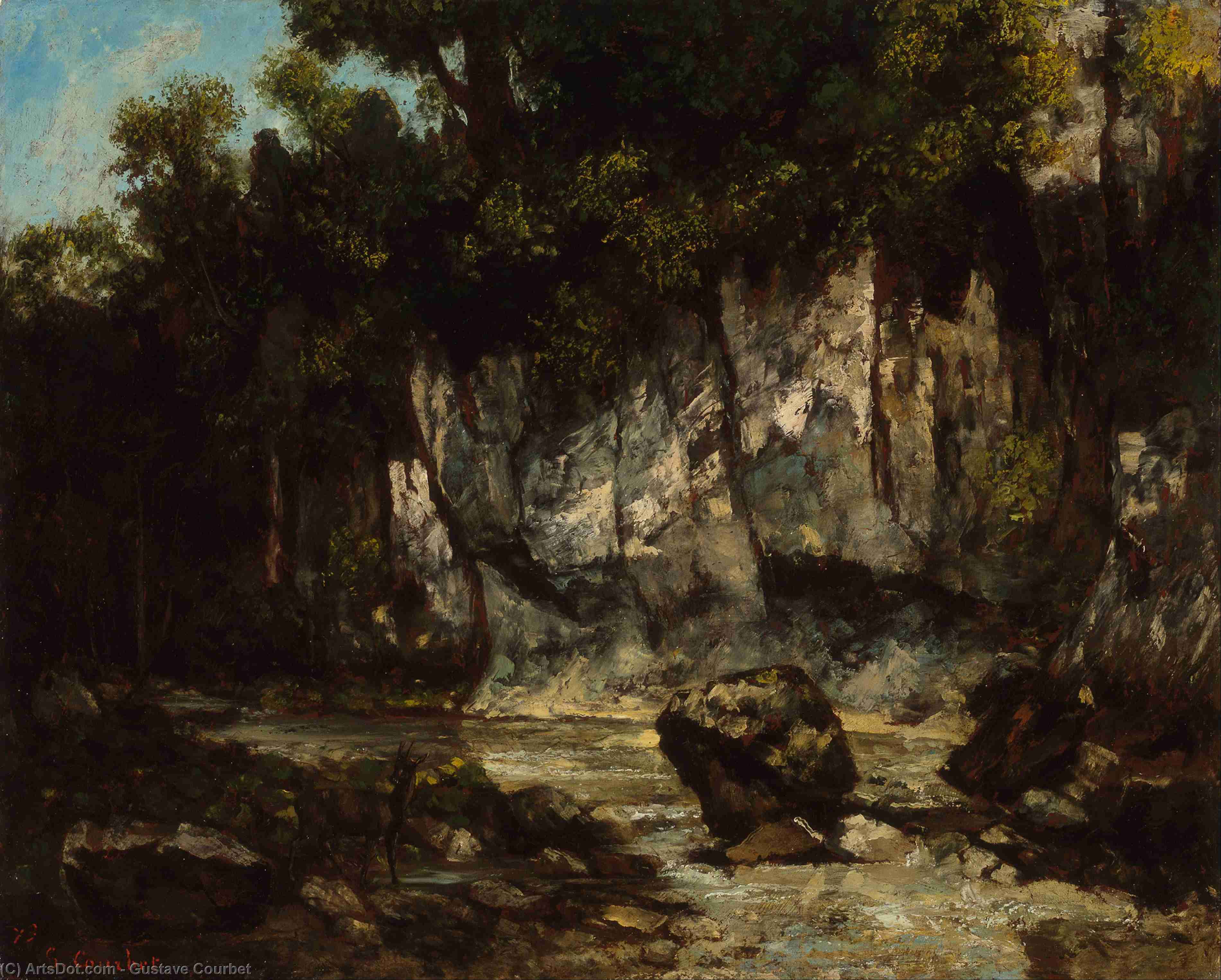 غوستاف كوربيه - A Waterfall in the Jura