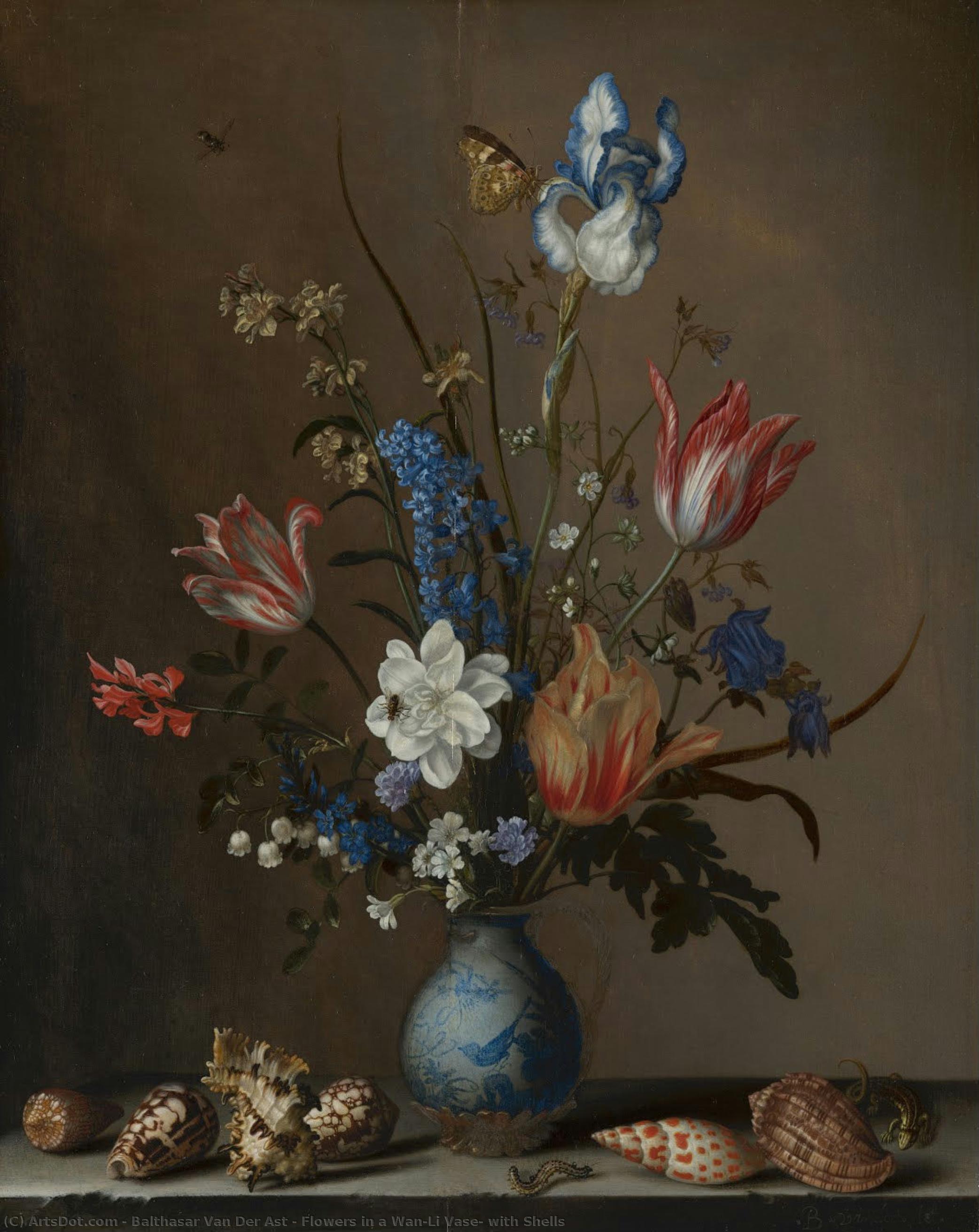 Balthasar Van Der Ast - Flowers in a Wan-Li Vase, with Shells