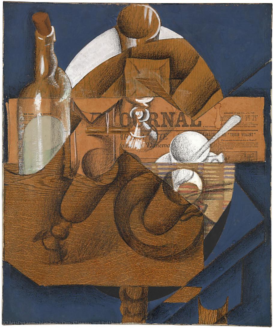 Juan Gris - Tasse, verres et bouteille (Le Journal)