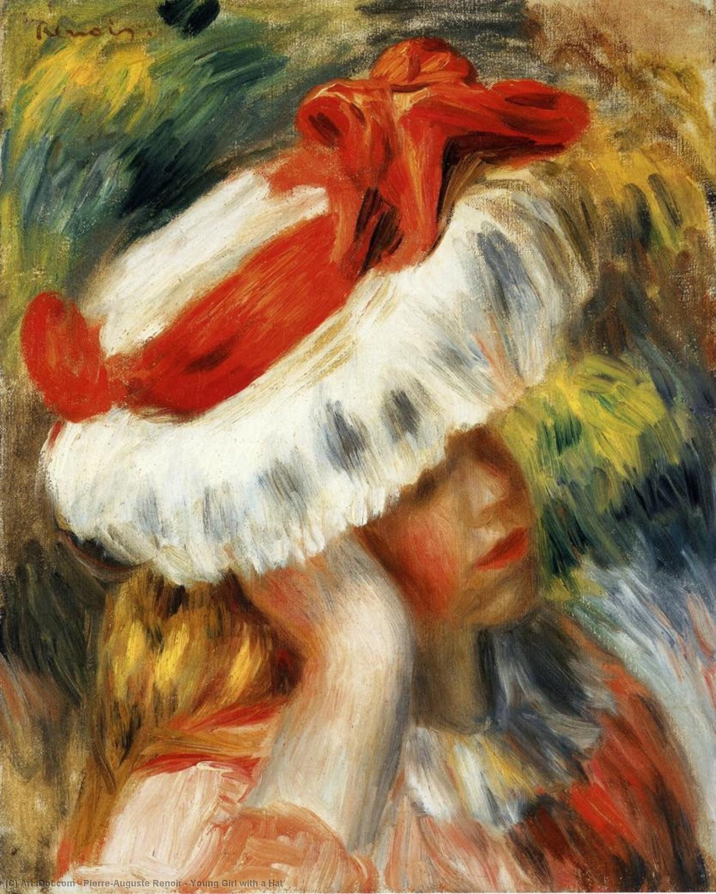 ピエール＝オーギュスト・ルノワール - Young Girl with a Hat